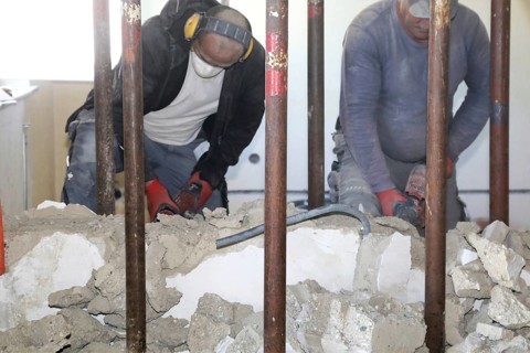 Gutting in the course of renovating an old building