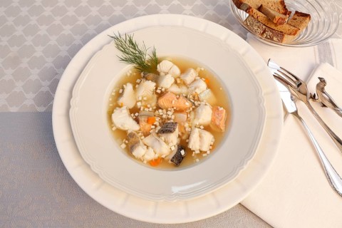 Swabian cuisine, Lake Constance fish pot, fish soup, healthy food, broth, fillet of pike, char,