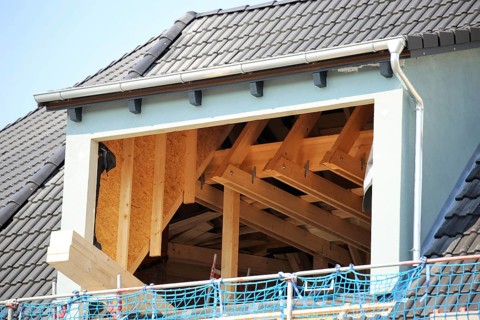 Roof extension on a residential building