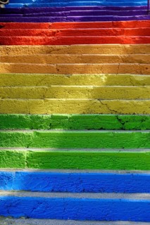 Painted staircase in rainbow colours, Istanbul, European part, Istanbul province, Turkey, Asia