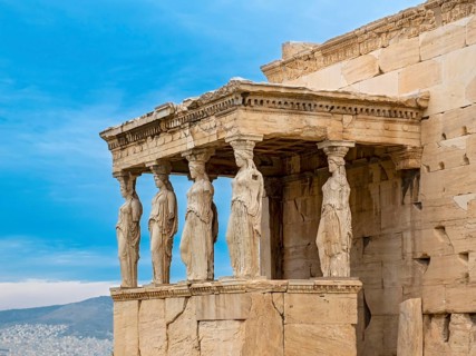 The Porch of the Maidens, Erechtheion or Erechtheum, Temple of Athena Polias, Acropolis of Athens,