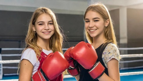 AI generated, girl, 15, years, Thai, Thai, sport, boxing, gloves, Thai boxing, Muay Thai, two