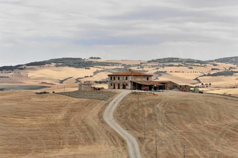 Harvested fields south of Siena, Crete Senesi, Tuscany, Italy, Europe