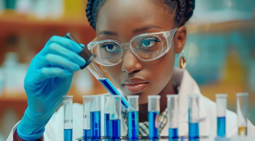 Scientist with pipette and test tubes demonstrating precision in lab research, ai generated, AI