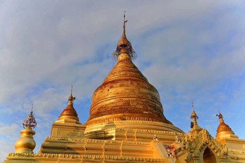 Gilded stupa of the Kuthodaw Pagoda, Mandalay, Myanmar, Asia