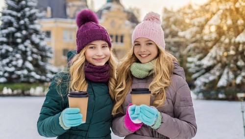 AI generates, human, humans, person, persons, child, children, girl, two, 15, years, outdoor, ice,
