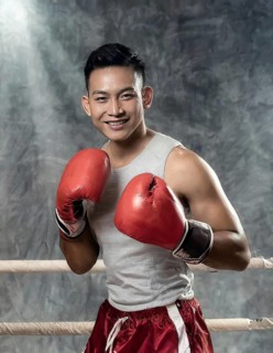 AI generated, man, men, 35, years, thai, thai, sport, boxing, gloves, thai boxing, muay thai, one