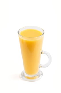 Glass of orange juice isolated on white background. Morninig, spring, healthy drink concept. Side