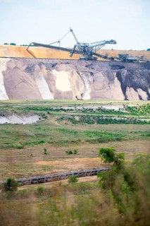 Garzweiler open-cast lignite mine, overburden conveyor belt, Rhenish lignite mining area, Germany,