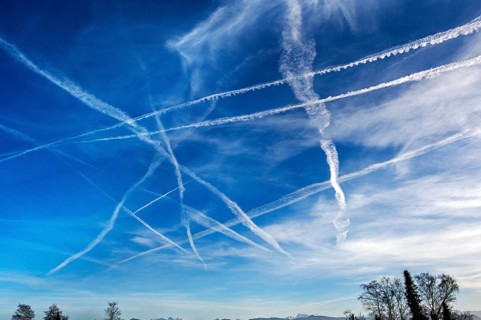 Contrail, Buchenberg, Allgaeu, Bavaria, Germany, Europe