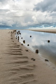 Mouth of the Henne Molle A into the North Sea, Henne, Region Syddanmark, Denmark, Europe