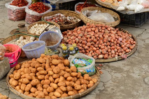 Market, country market, vegetable market, Mandalay Division, Myanmar, Asia