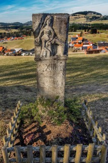 Stone relief, Way of the Cross station number 13 on the Buchenberg, Buchenberg, Allgaeu, Bavaria,