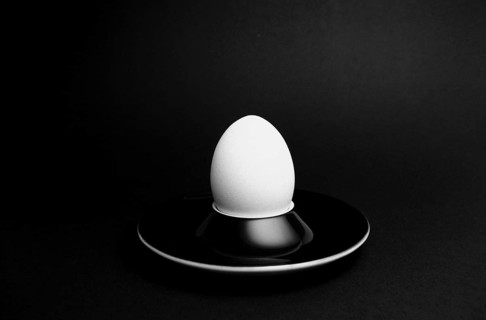 Closeup of one single henÂ´s egg, chicken egg