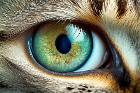 Eye of an animal, animal eye, close-up with iris and pupil, AI generated, AI generated