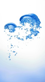 Closeup of air bubbles under water, in an aquarium
