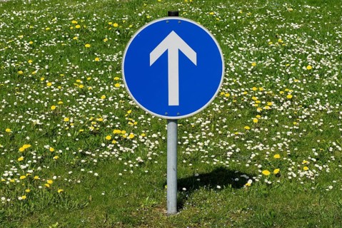 Traffic sign arrow points up Munich, Upper Bavaria, Germany, Europe