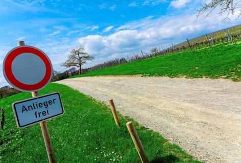 Traffic sign on a gravel cycle path, Birnau, Baden-Wuerttemberg, Germany, Europe