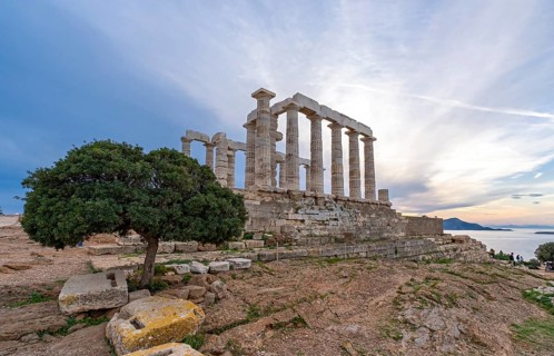 Ancient Temple of Poseidon, Cape Sounion, Greece, Europe