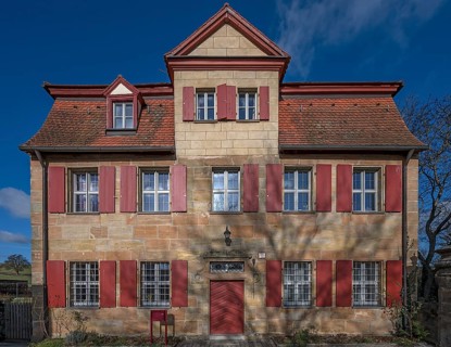 Historic vicarage from1734 of the St.Egidienkirche, Beerbach, Middle Franconia, Bavaria, Germany,