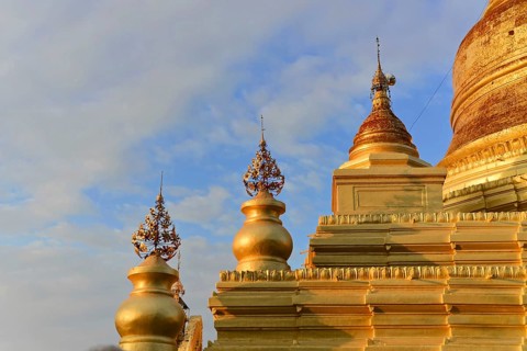 Gilded stupa of the Kuthodaw Pagoda, Mandalay, Myanmar, Asia