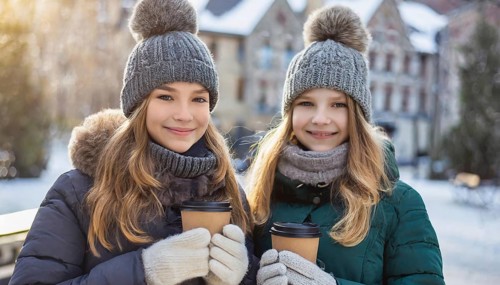 AI generates, human, humans, person, persons, child, children, girl, two, 15, years, outdoor, ice,