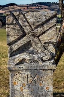 Stone relief, Way of the Cross station number 9 on the Buchenberg, Buchenberg, Allgaeu, Bavaria,
