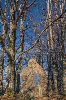 Boulder with plaque of honour for those who died in the wars, Buchenberg, Allgaeu, Bavaria,