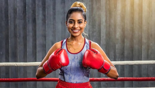 AI generated, woman, woman, 35, years, thai, thai, sport, boxing, gloves, thai boxing, muay thai,