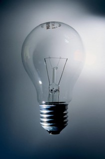 Closeup of an old tungsten light bulb