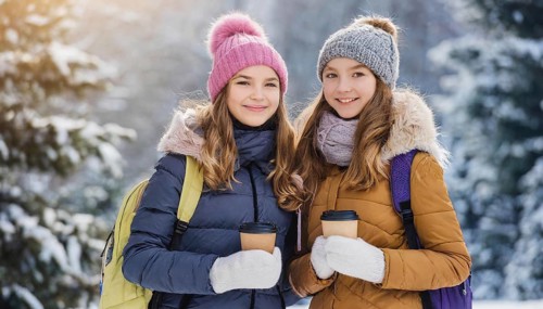 AI generates, human, humans, person, persons, child, children, girl, two, 15, years, outdoor, ice,