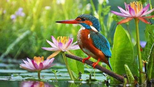 KI generated, animal, animals, bird, birds, biotope, habitat, a, individual, water, perch, reeds,