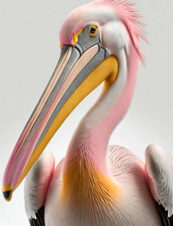 Painted great white pelican (Pelecanus onocrotalus), painting, portrait, AI generated, AI generated
