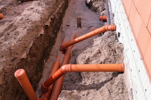 KG pipework on a residential building under construction