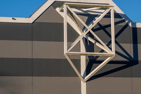 Section through a steel girder construction of a modern building