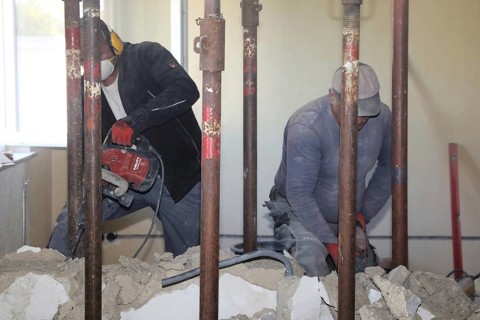 Gutting in the course of renovating an old building