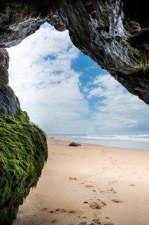 Rocky beach landscape, rocks, sea, Atlantic coast, rocky coast, beach, rock formation, cave, algae,