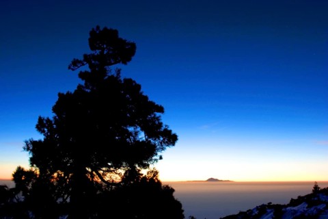 View from Roque de los Muchachos to mount Pico de Teide on Tenerife in the early morning, La Palma,