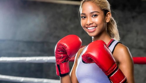 AI generated, woman, woman, 35, years, thai, thai, sport, boxing, gloves, thai boxing, muay thai,