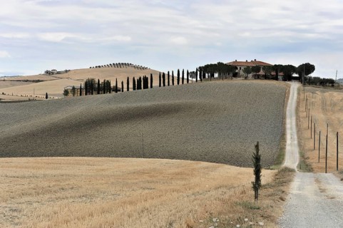 Harvested fields south of Siena, Crete Senesi, Tuscany, Italy, Europe