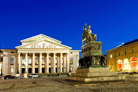 Max Joseph Platz Square and Statue of King Max Joseph and Bavarian National Theatre, Munich,