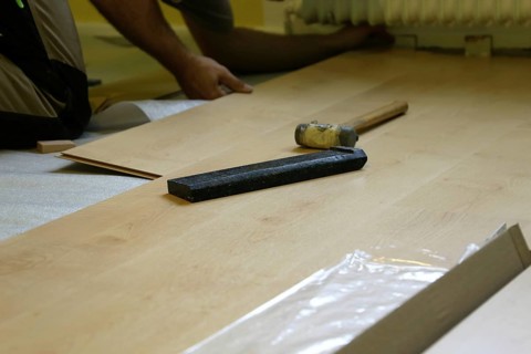 Professional installation of parquet flooring