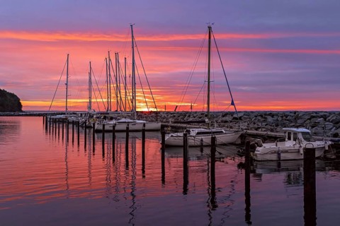 Sunset in the marina of Lohme on Ruegen