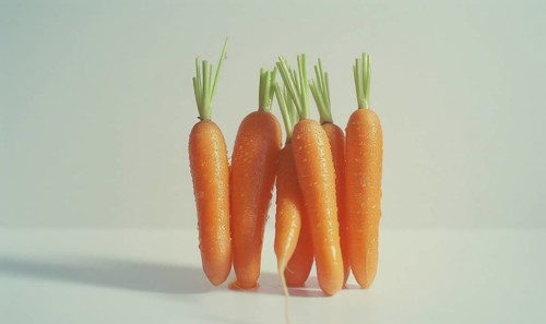 Fresh carrots on white background, retro toned image, selective focus AI generated