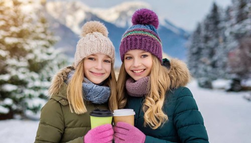 AI generates, human, humans, person, persons, child, children, girl, two, 15, years, outdoor, ice,