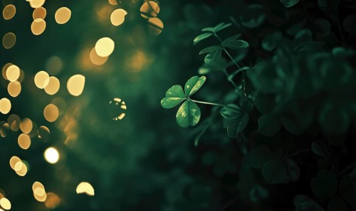 St. Patrick's Day background with bokeh defocused lights. AI generated