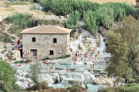 Terme di Saturnia, Cascate del Molino, waterfall, thermal spring, sulphurous thermal water,