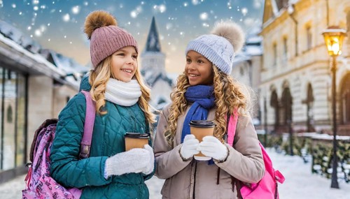 AI generates, human, humans, person, persons, child, children, girl, two, 15, years, outdoor, ice,
