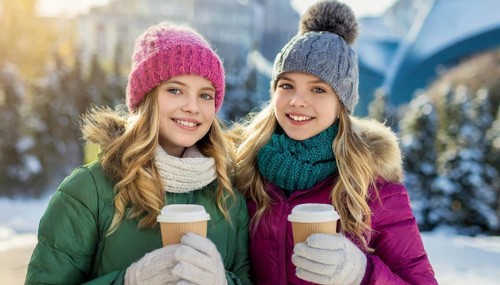 AI generates, human, humans, person, persons, child, children, girl, two, 15, years, outdoor, ice,