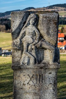Stone relief, Way of the Cross station number 13 on the Buchenberg, Buchenberg, Allgaeu, Bavaria,